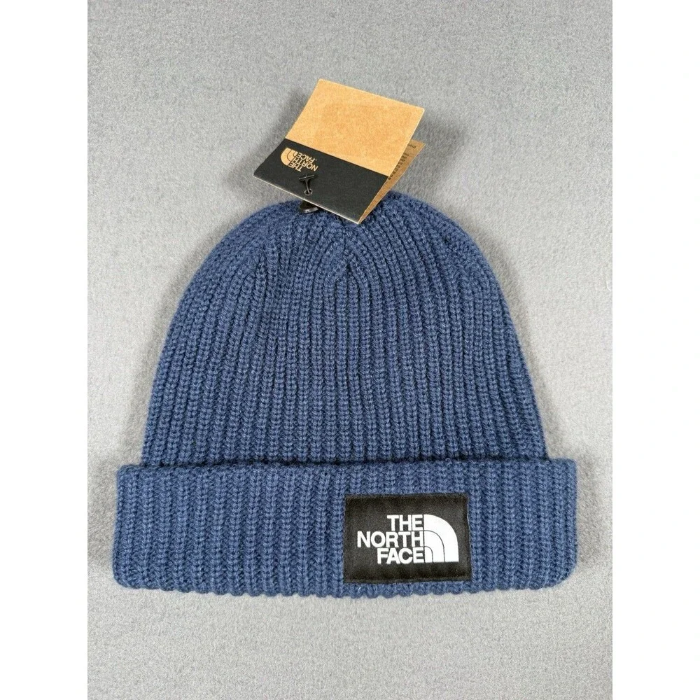 The North Face Salty Dog Knit Cuffed Beanie Hat Blue NWT.   #0045
